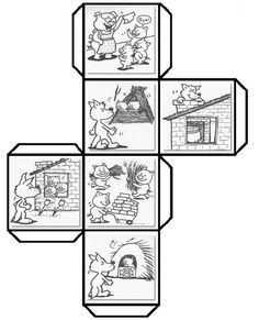 Dado para colorear y contar la historia de los tres cerditos cerditos story cubes actividades