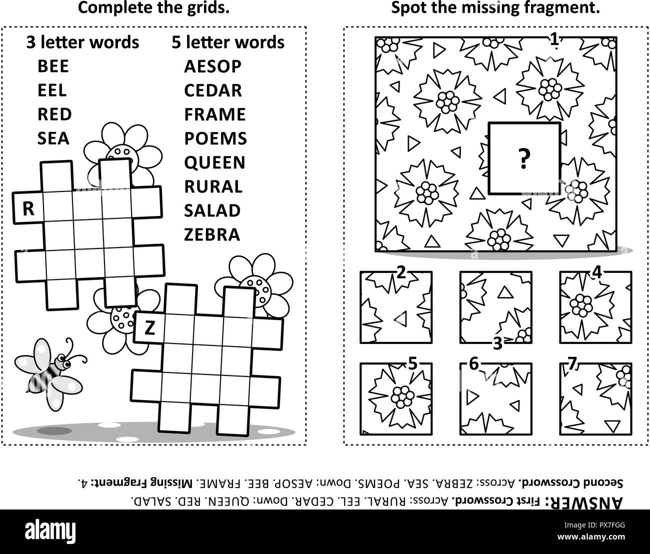 Activity page with two puzzles fill