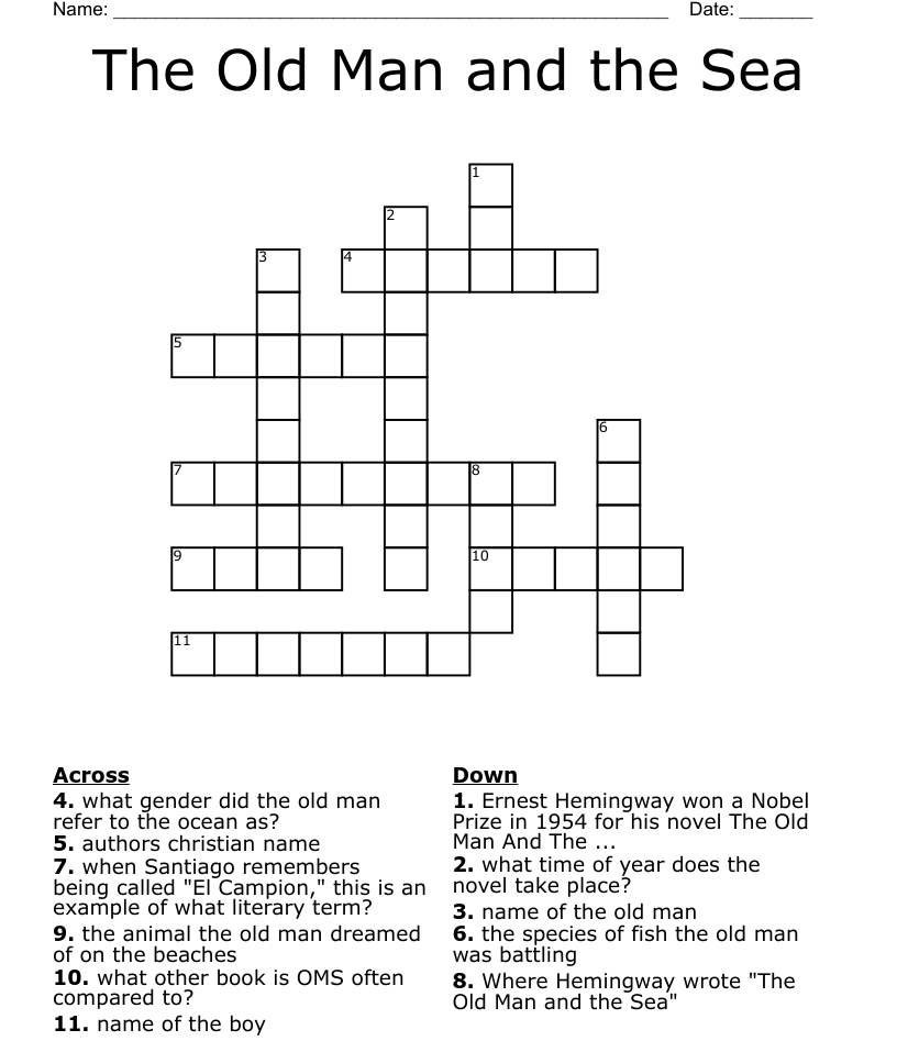 The old man and the sea crossword
