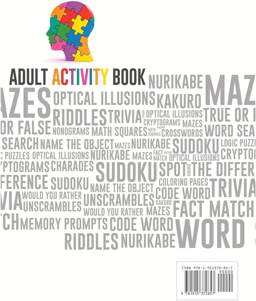 Adult activity book fun and stimulating variety puzzle games including crosswords trivia sudoku puzzles coloring pages and word search puzzles alexander noah books