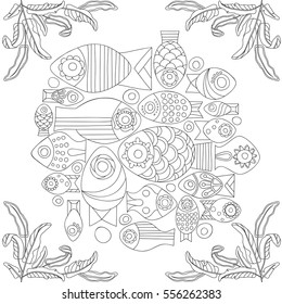 Thousand colouring in sheet fish royalty