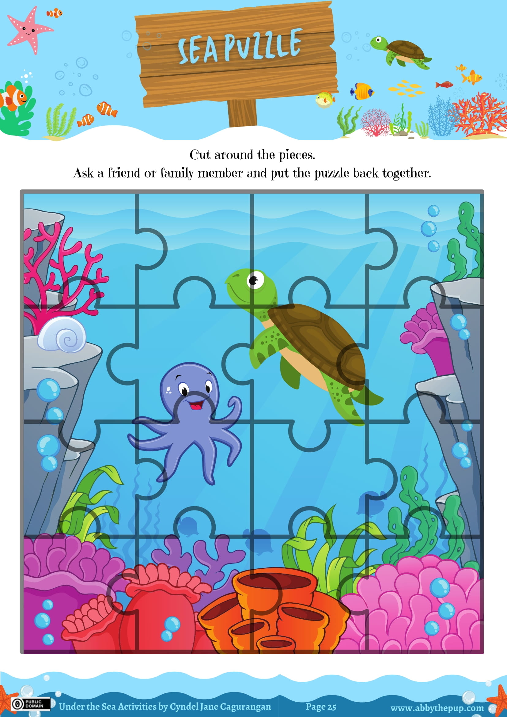 Under the sea activity puzzle with pieces free printable puzzle games