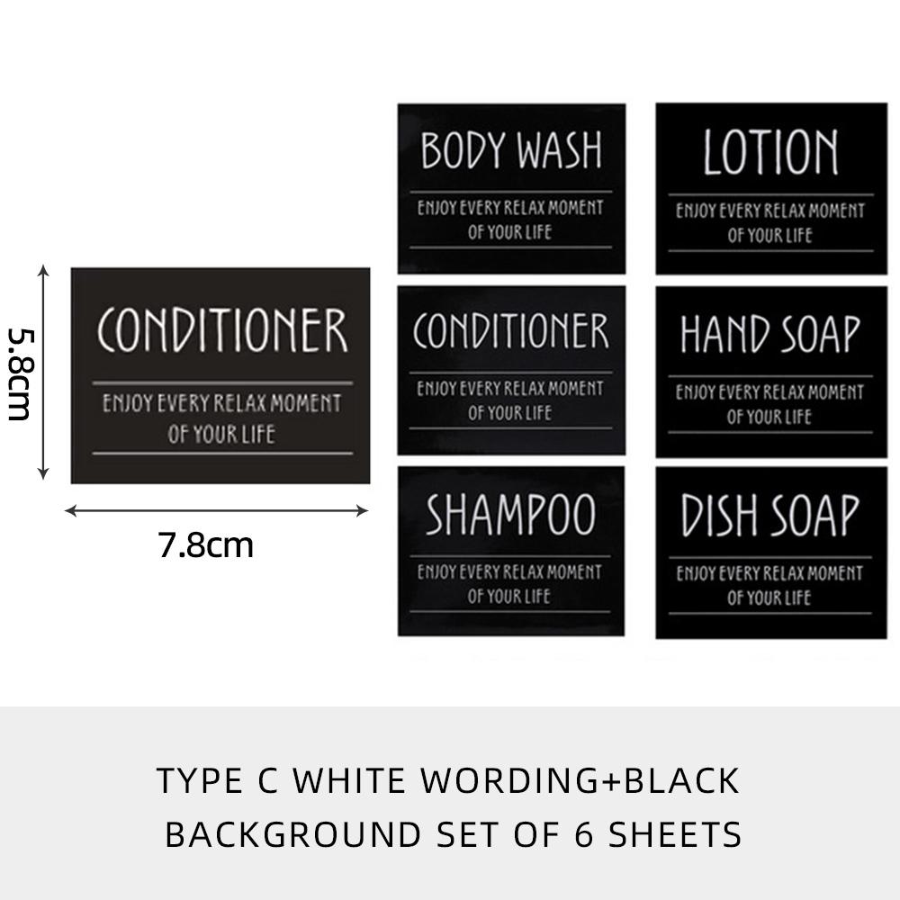 Household pump dispener lable black white stickers hand wash bottles printers logo cosmetic lotion waterproof shampoo label