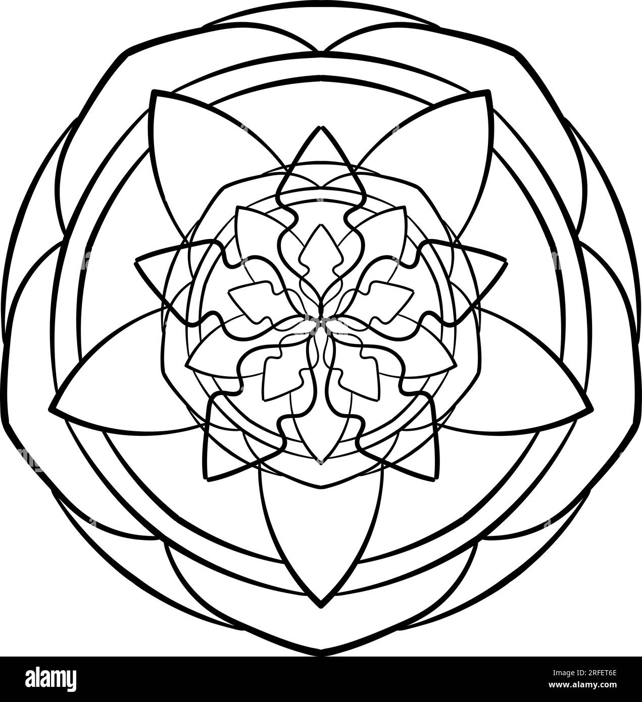 Abstract round pattern coloring book page wall art tattoo element doodle background in circle stock vector image art
