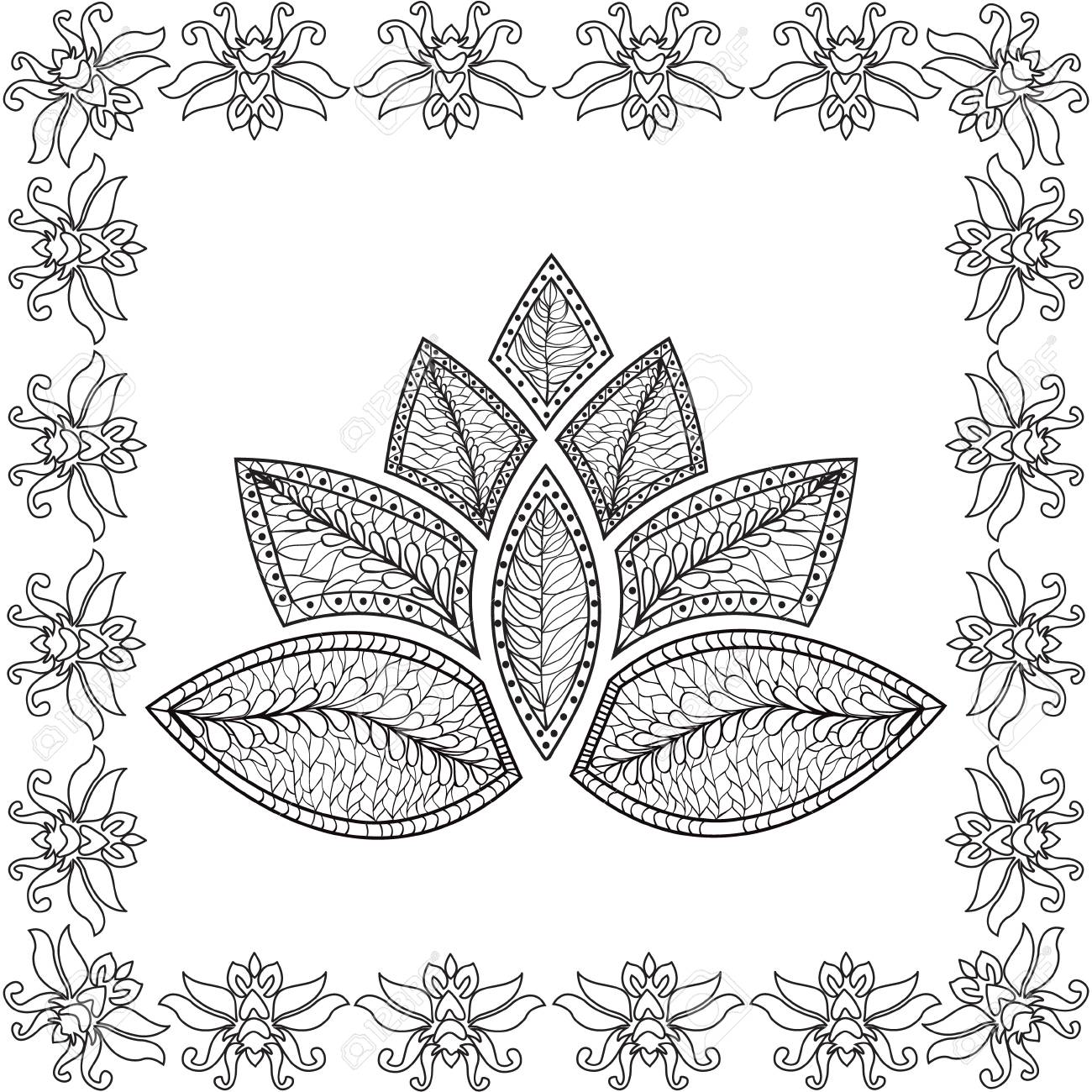 Background with lotus coloring page for adult pattern royalty free svg cliparts vectors and stock illustration image
