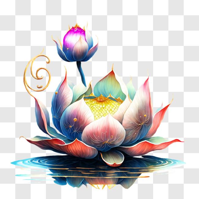 Download lotus flower symbolizing enlightenment and spiritual growth png online