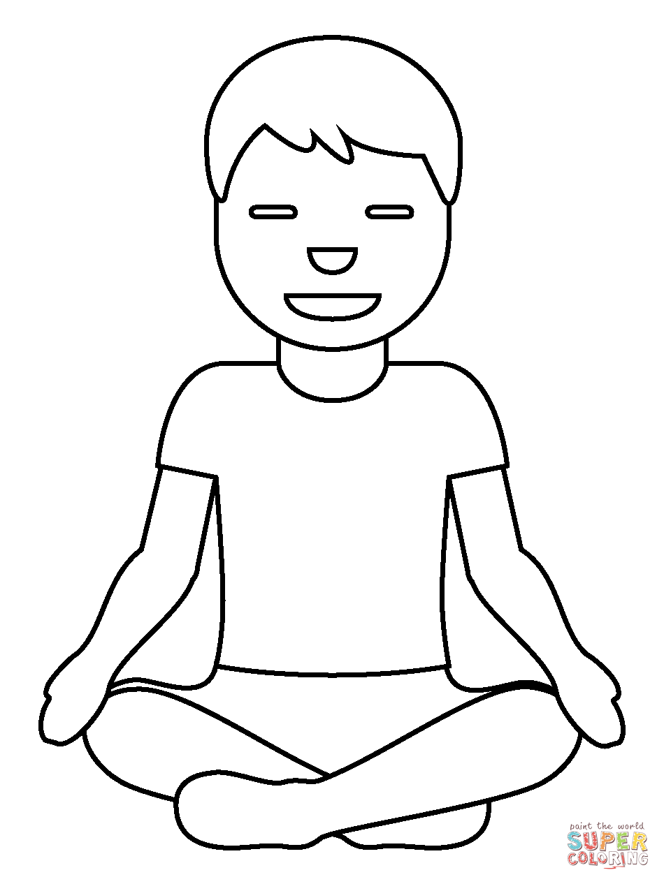 Man in lotus position emoji coloring page free printable coloring pages