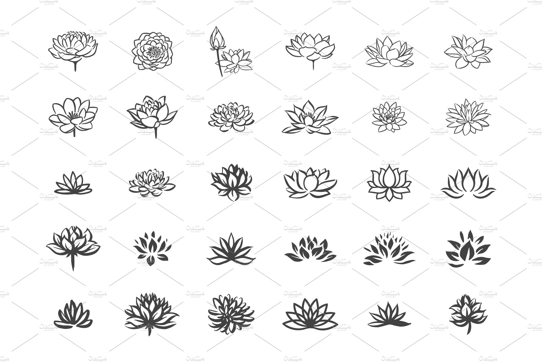 Lotus flower icon set â