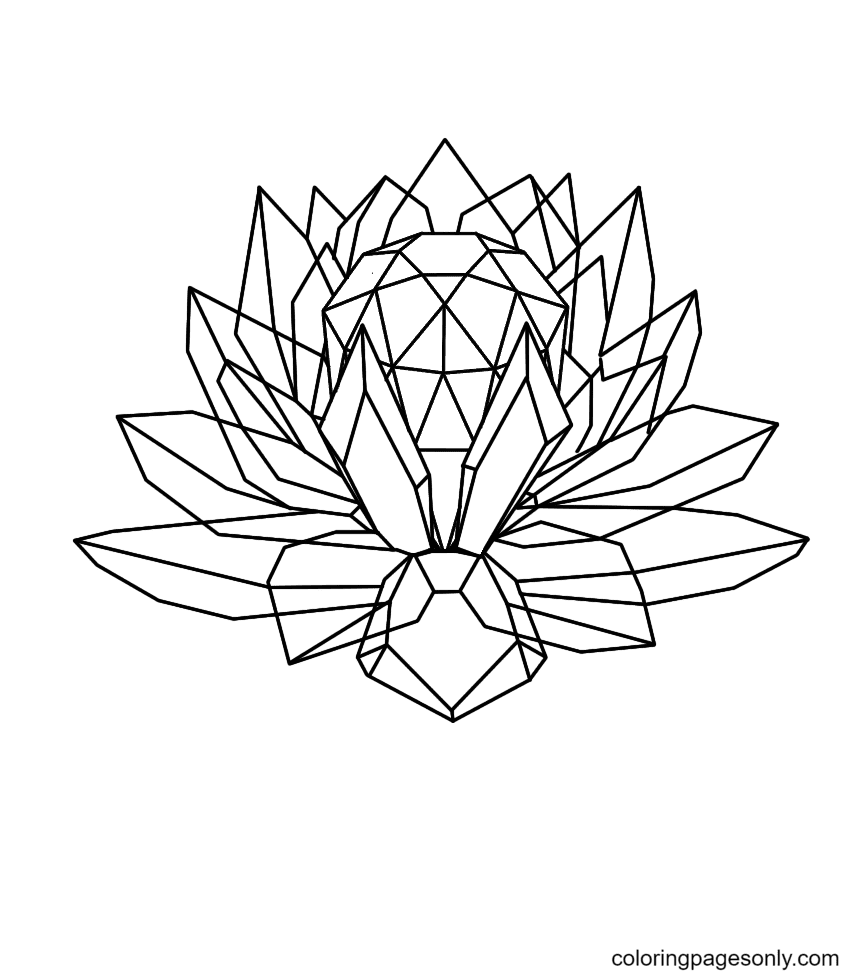 Crystal lotus coloring page