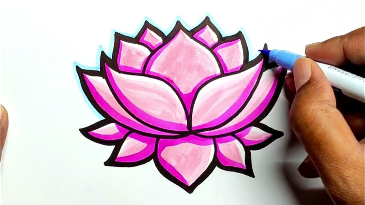 How to draw a lotus drawing easy how to draw a lotus flower very easy step by step easy drawing