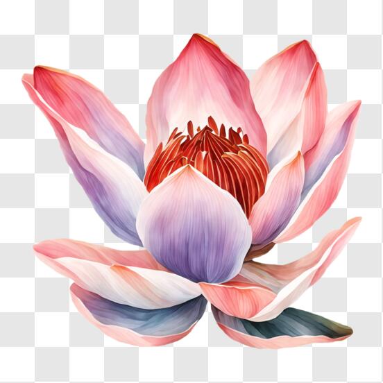 Download beautiful lotus flower with pink purple and white petals png online