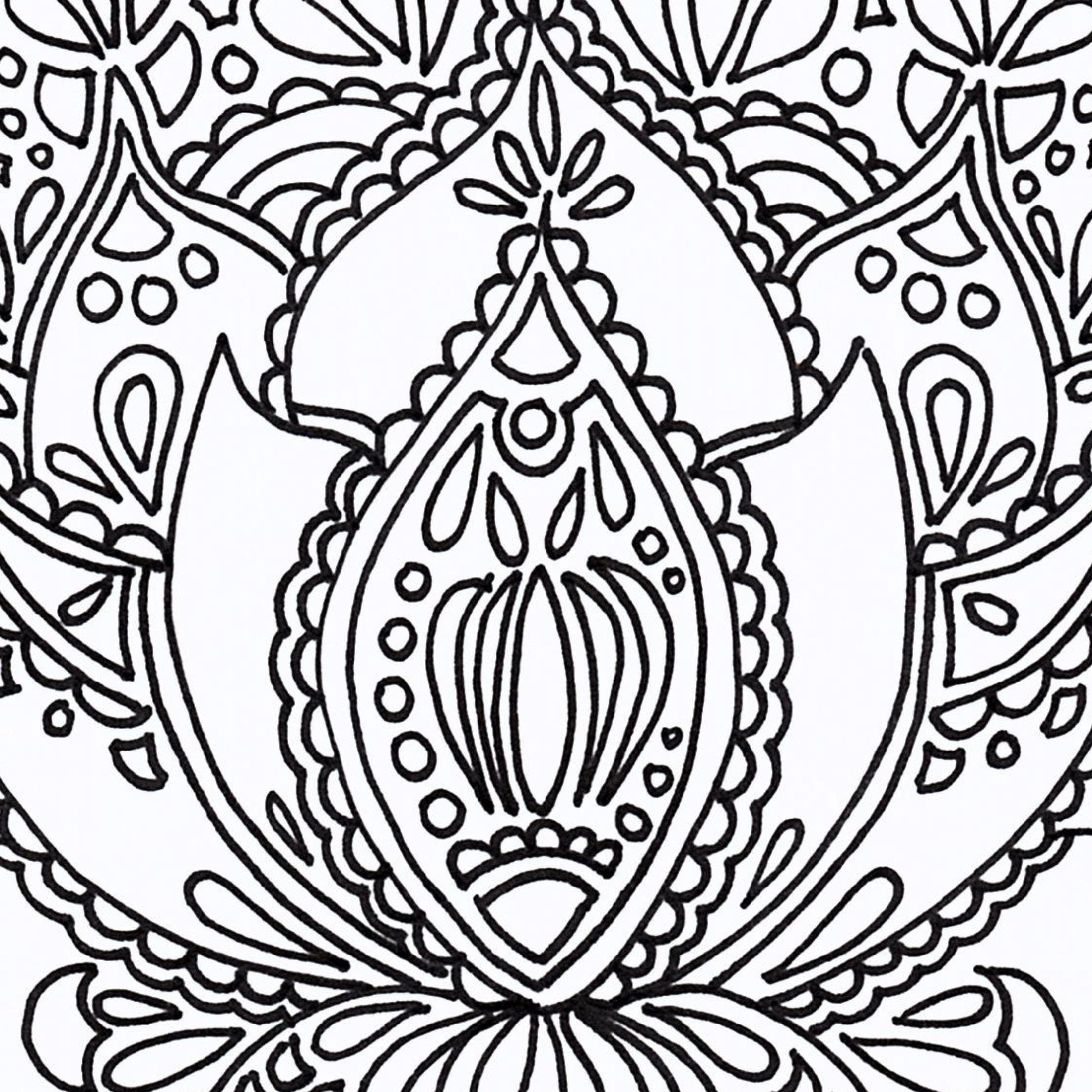 Lotus flower coloring page with abstract and zendala elements download and print adult coloring page