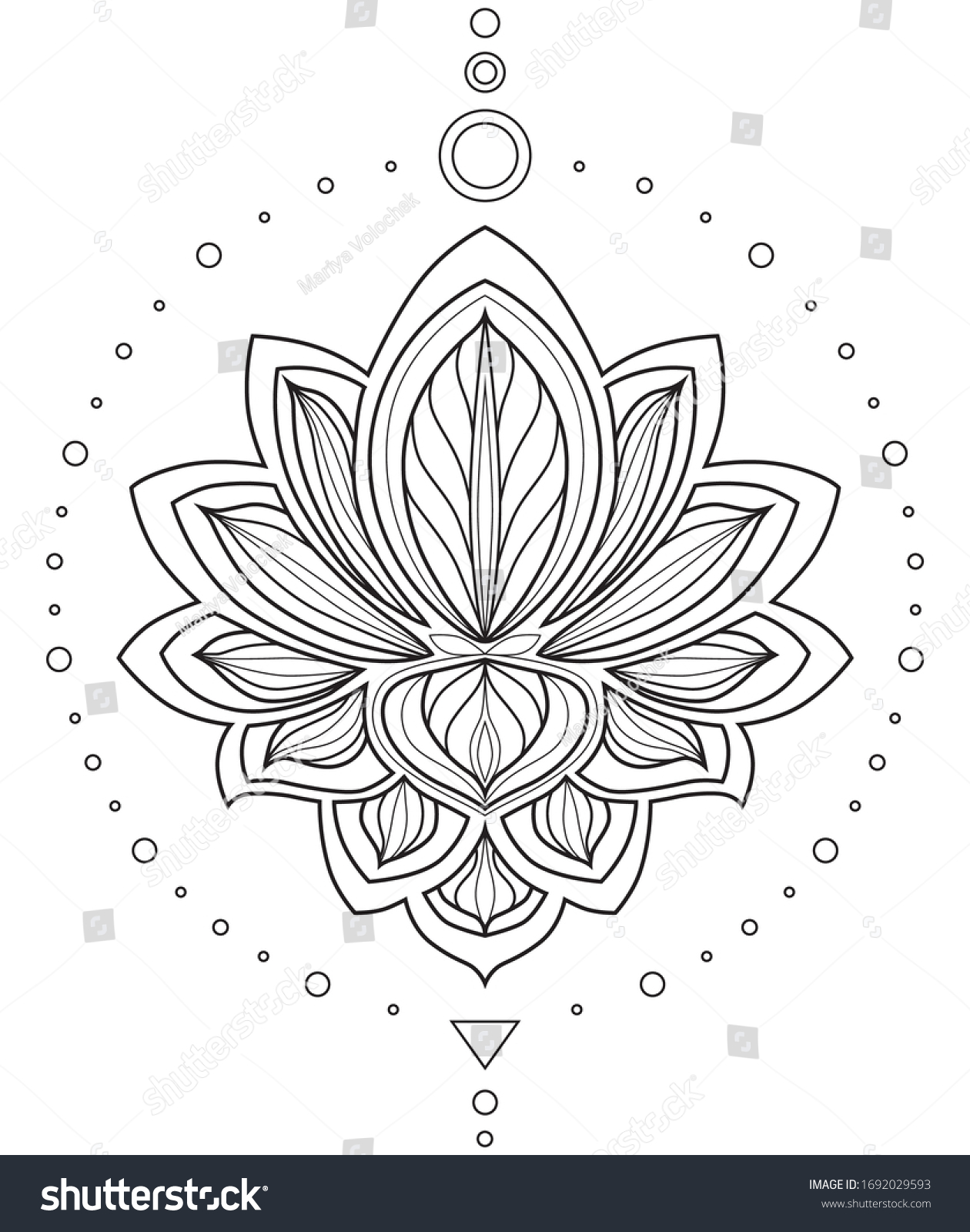 Hakuun lotus flower symmetrical black white stylized liittyvã vektorikuva rojaltivapaa