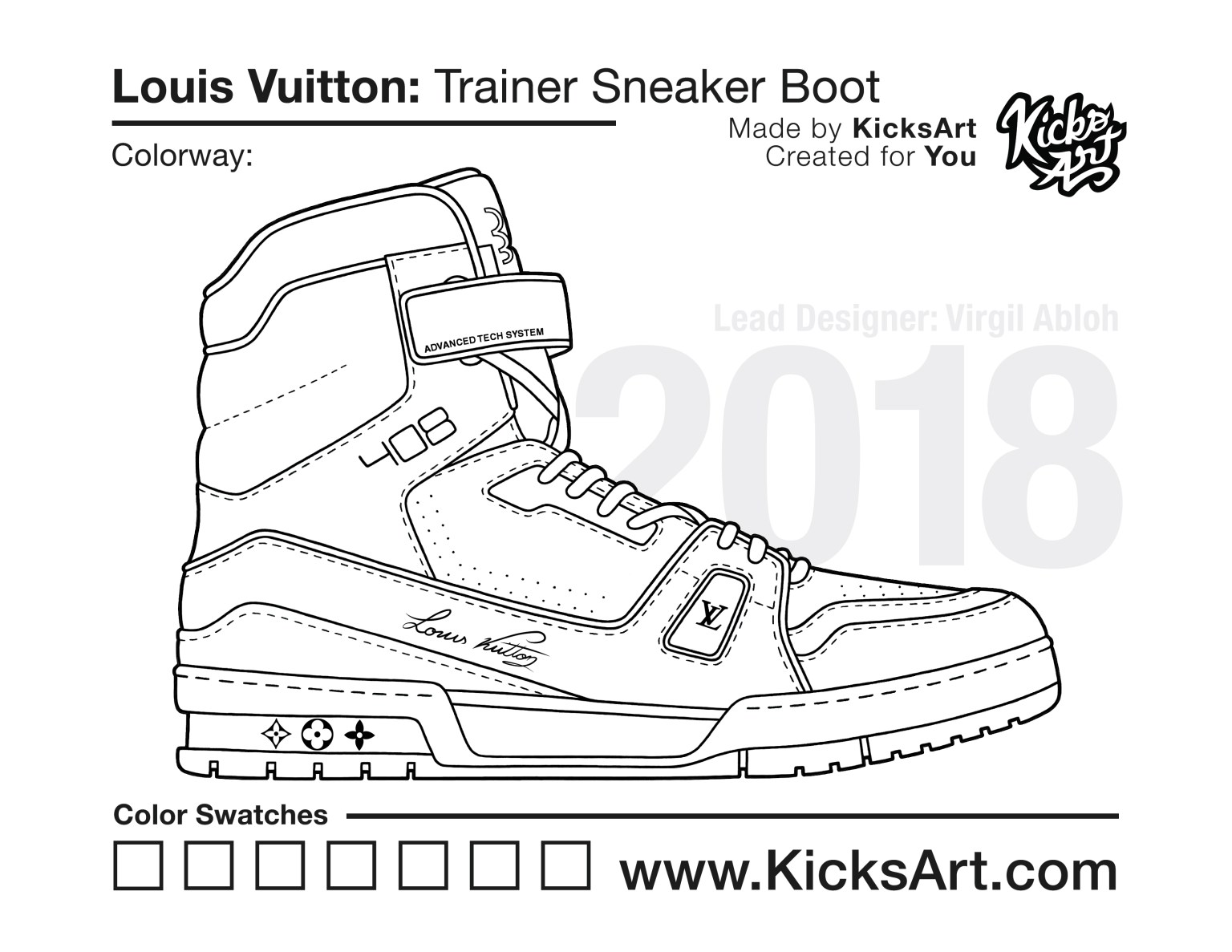 Louis vuitton trainer sneaker coloring pages