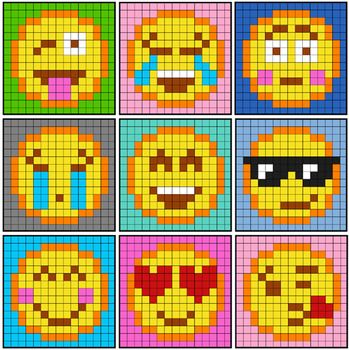 Colouring by trig ratios emojis solo worksheets digital version weaving patterns embroidery patterns perler bead patterns