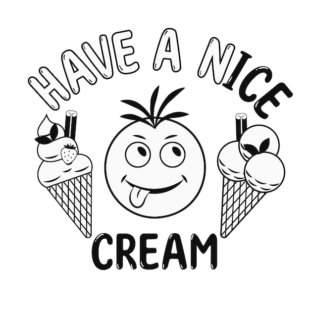 Premium vector label with ice cream cones crazy emoji boy text