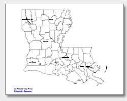 Printable louisiana maps state outline parish cities
