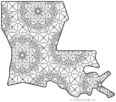 Free printable louisiana coloring page with pattern to color for preschool kids and adults free stencils louisiana map map outline
