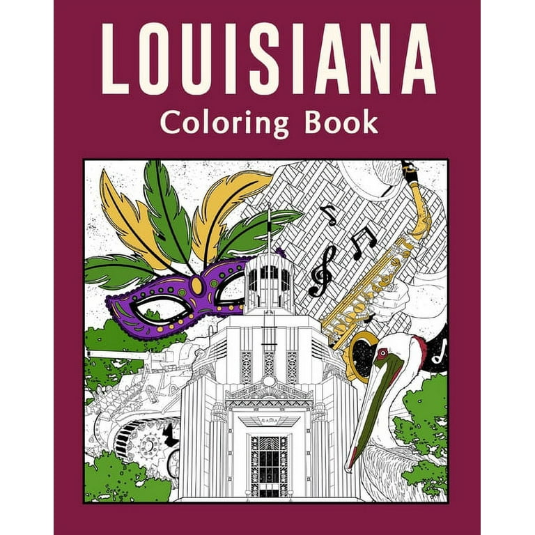 Louisiana coloring book painting on usa states landmarks and iconic gift for louisiana tourist paperback