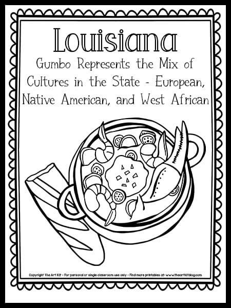 Louisiana gumbo coloring page free printable â the art kit