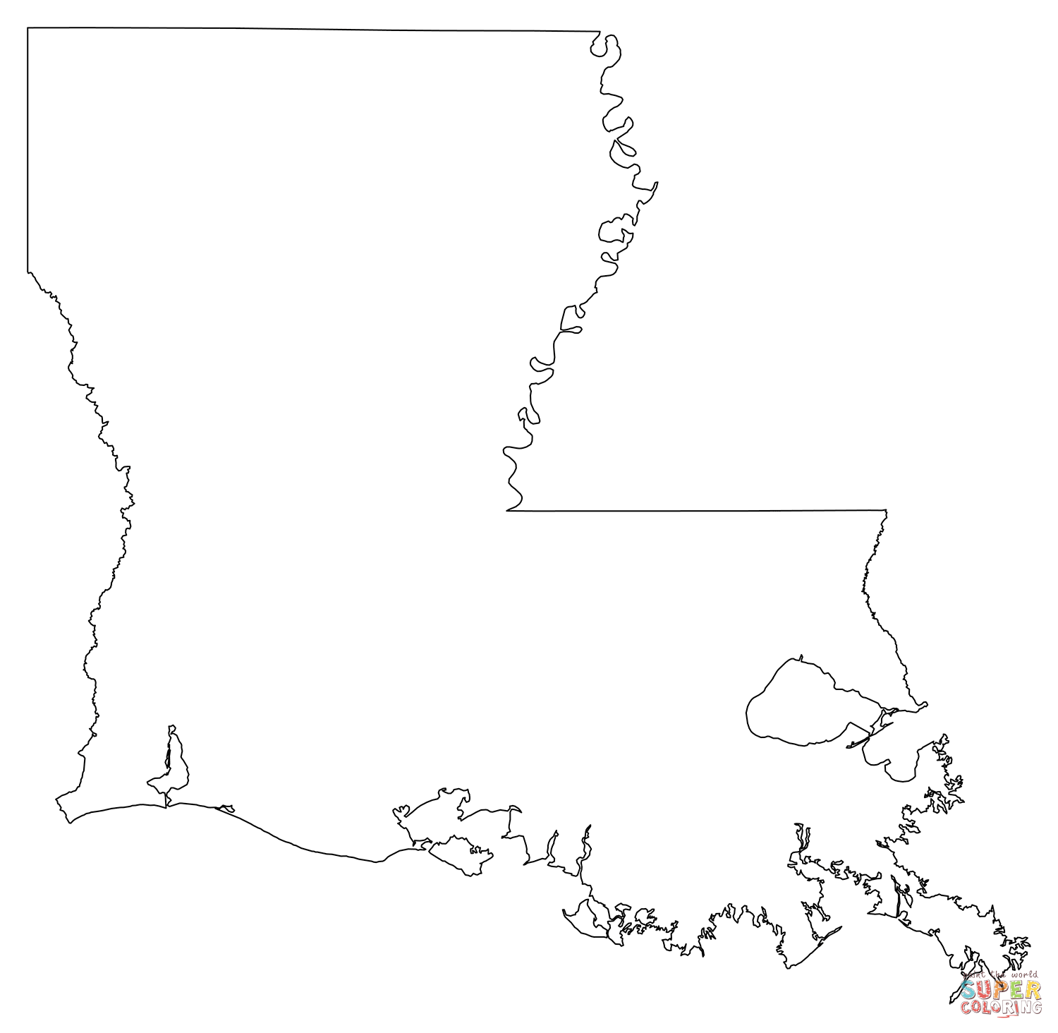 Outline map of louisiana coloring page free printable coloring pages