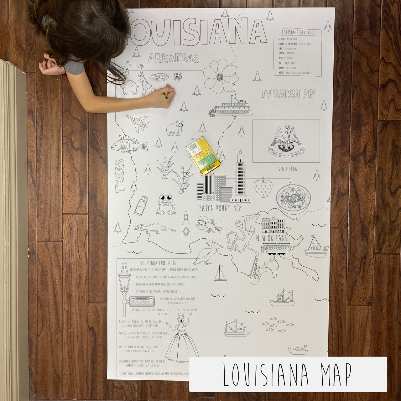 Louisiana state map coloring sheet â