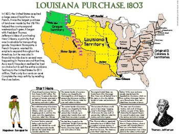 Louisiana purchase map worksheet by ace up your sleeve tpt