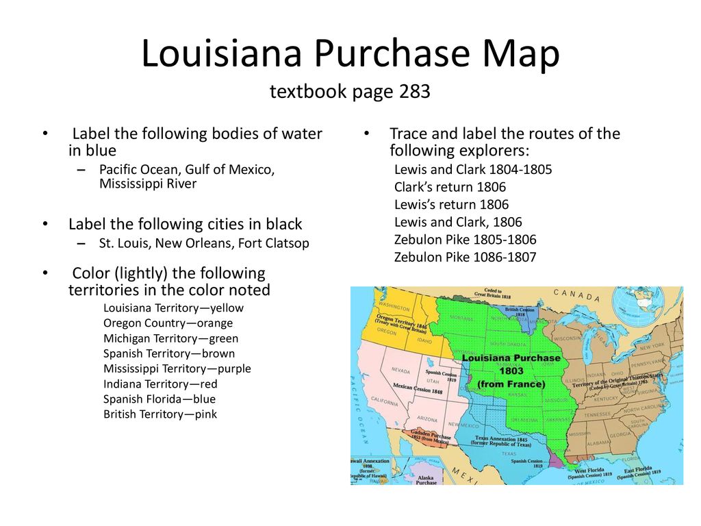 Louisiana purchase map textbook page ppt download