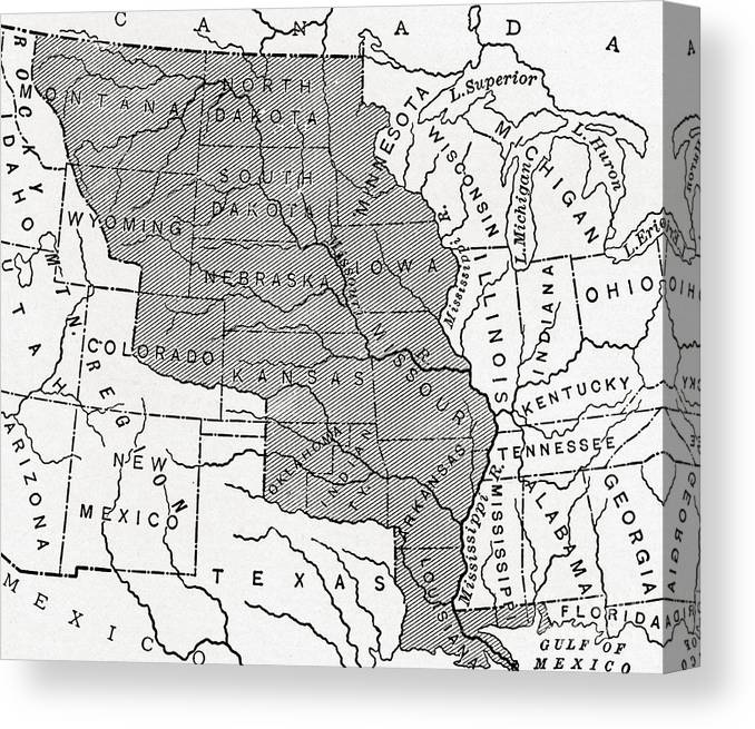 Map showing the louisiana purchase canvas print canvas art by american school