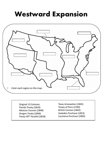 Westward expansion map activities teaching resources