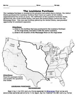 Louisiana purchase and lewis and clark handout louisiana purchase louisiana purchase activities teaching us history