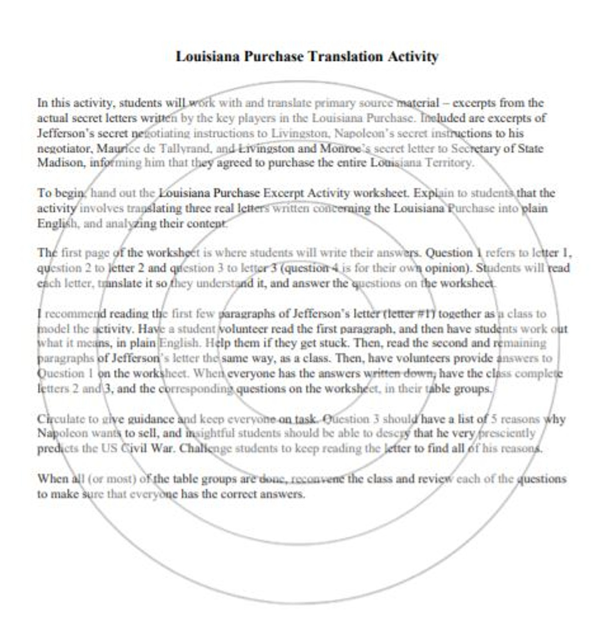 Louisiana purchase primary source analysis activity