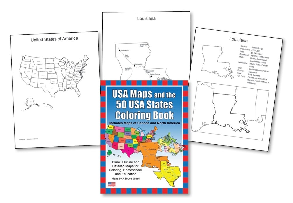 Usa maps and the usa states printable pdf coloring book