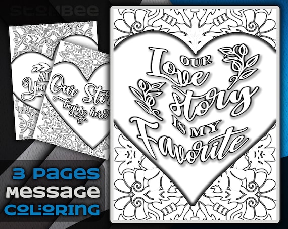 Adult coloring pages with love messages great for your loved ones