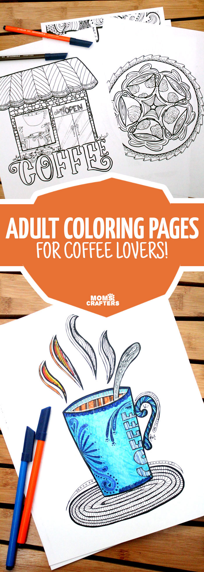 Adult coloring pages for coffee lovers moms and crafters