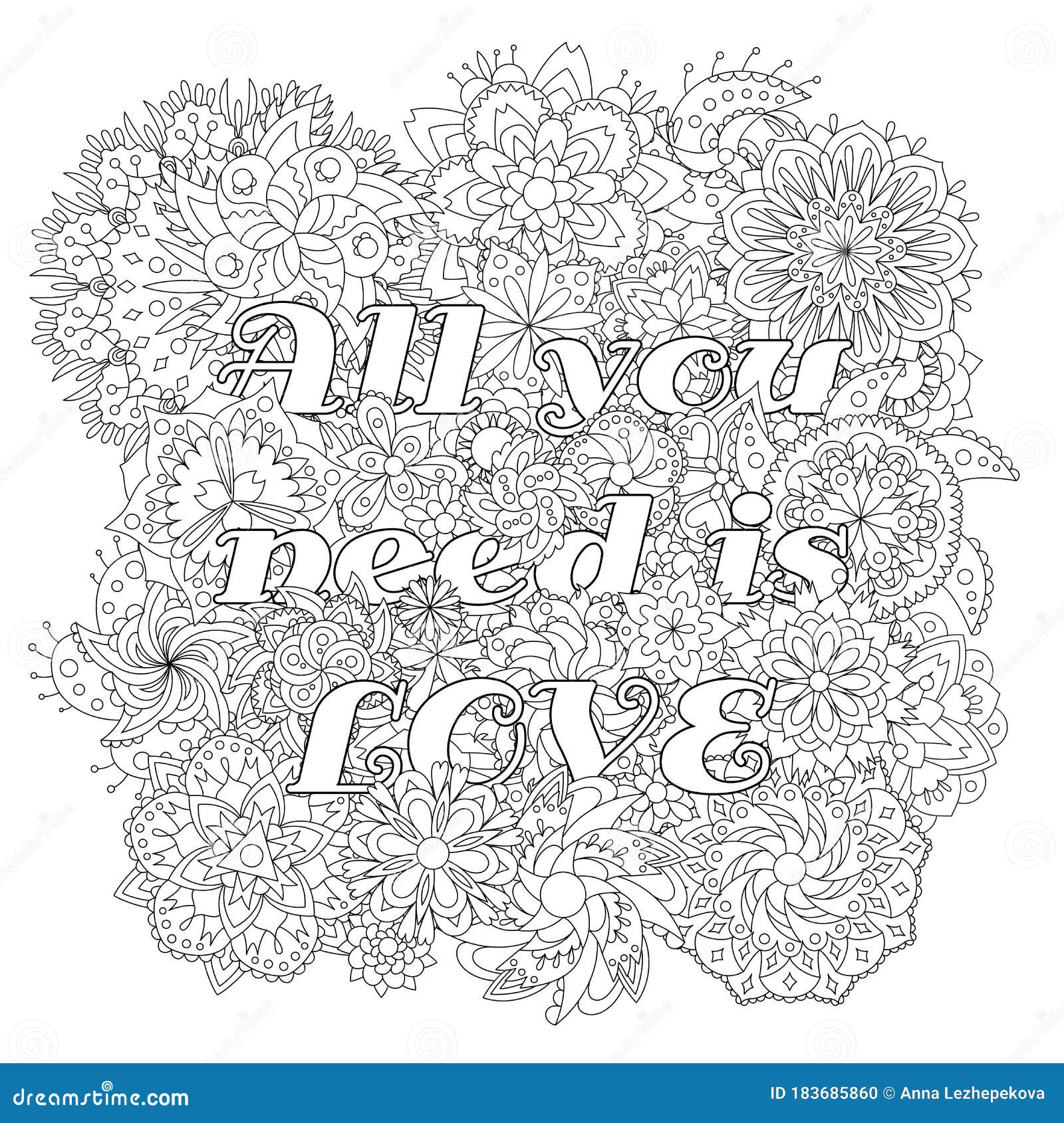 Coloring book for adults with inspiring text stock vector