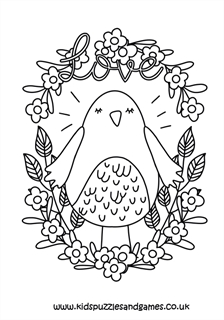 Valentine love bird louring page