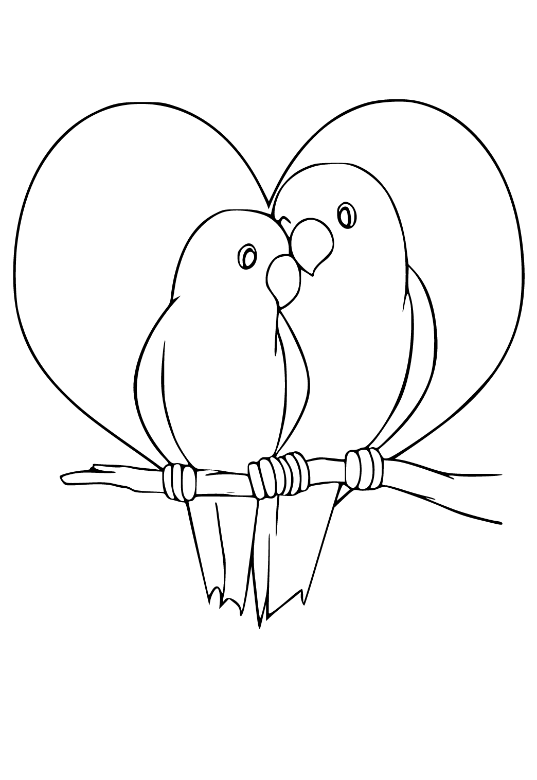 Free printable love parrots coloring page for adults and kids