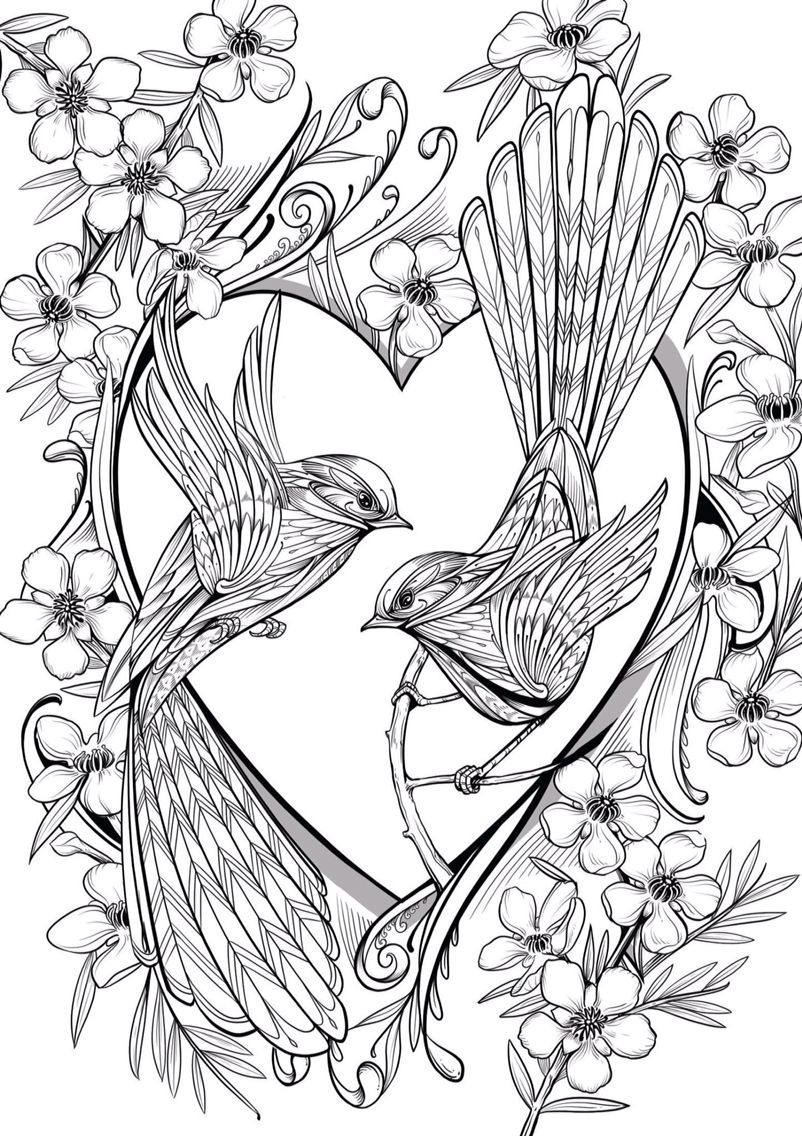 Love birds bird coloring pages coloring pages to print love coloring pages