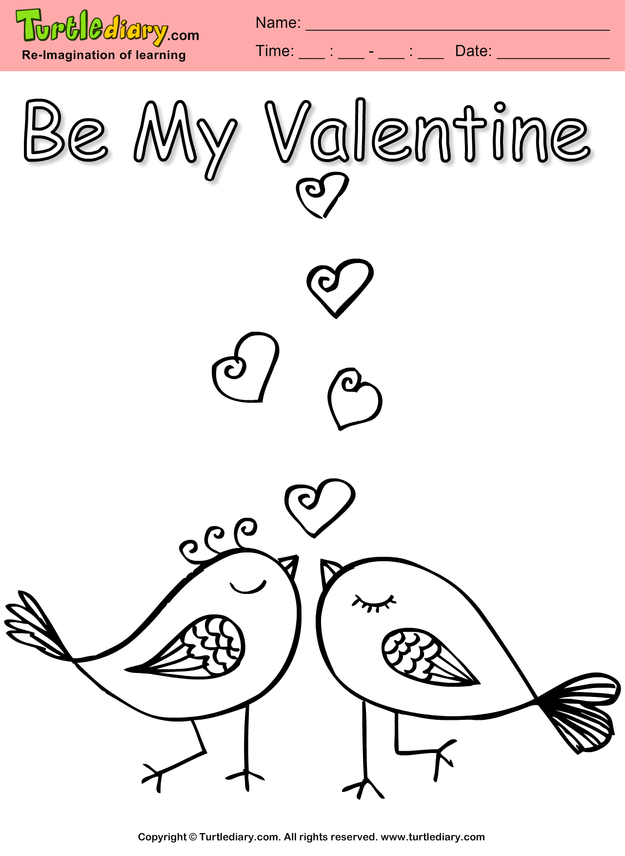 Love birds coloring sheet turtle diary