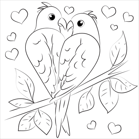 Love birds coloring page free printable coloring pages