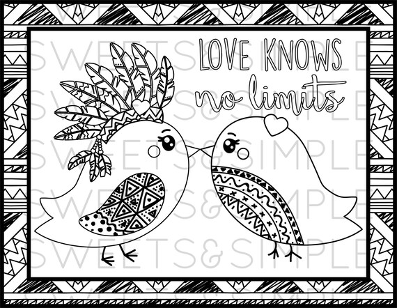 Love birds coloring page coloring sheet adult coloring printable coloring coloring book boho instant download printable