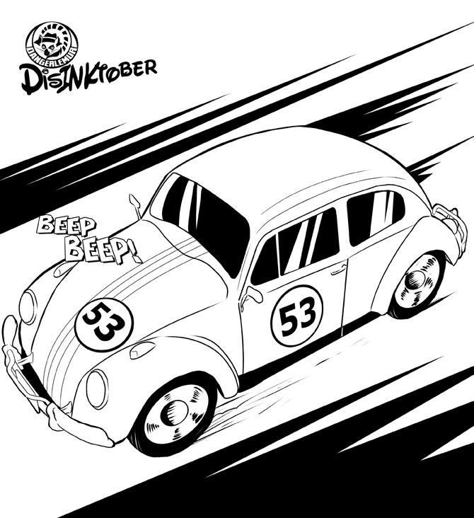 Inktober entry herbie the love bug by machsabre on