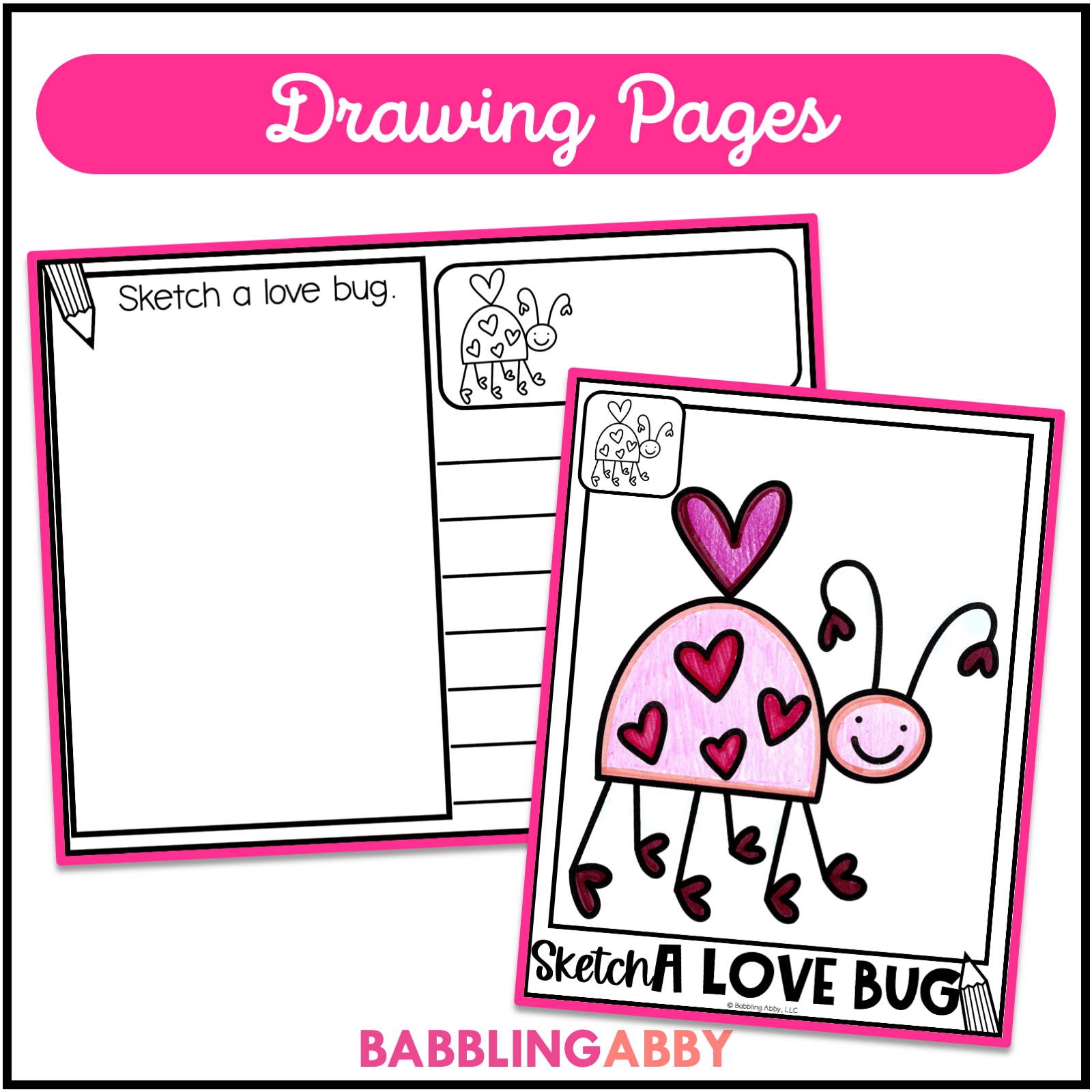 How to draw a valentines day love bug directed drawing for following directions coloring page