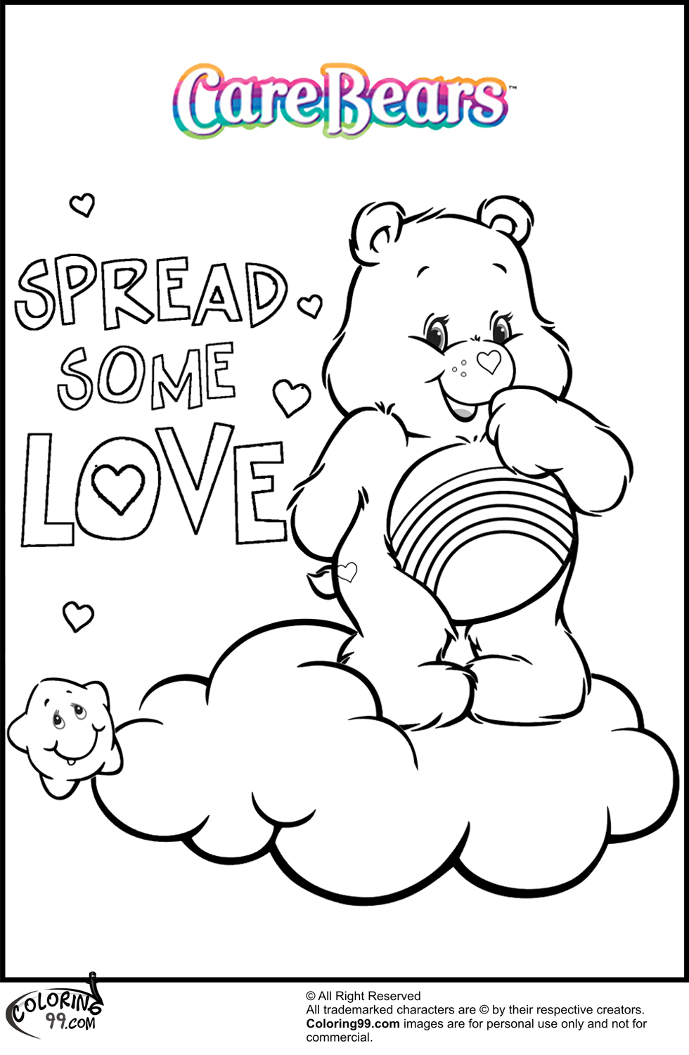 Care bear coloring pages team colors