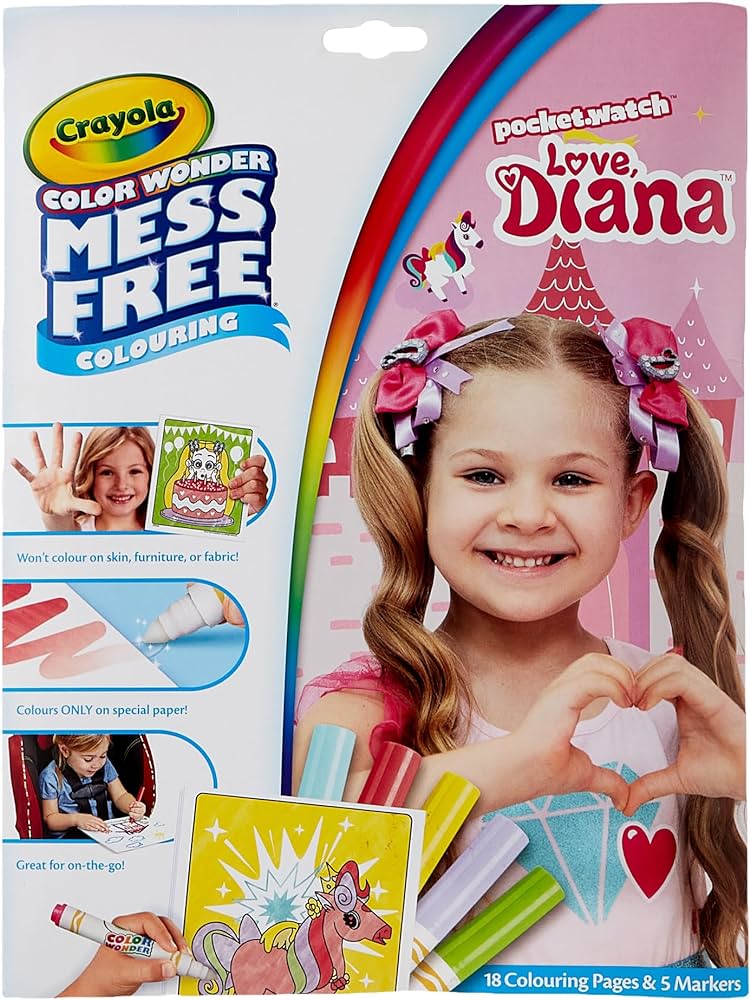 Crayola lour wonder love diana mess free louring pages with markers included toys games