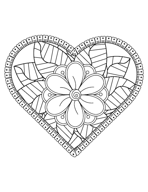 Premium vector heart coloring page for adult and kids love coloring vector valentine pattern design valentine