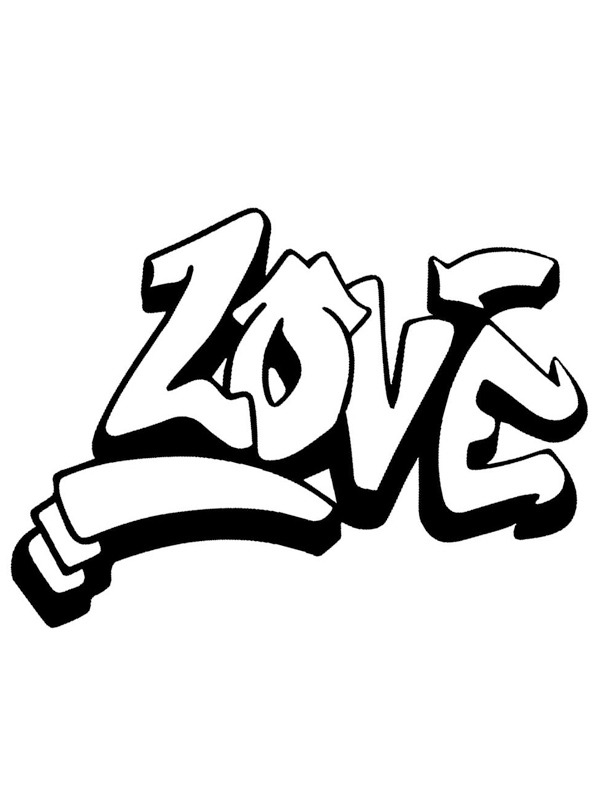 Love graffiti coloring page