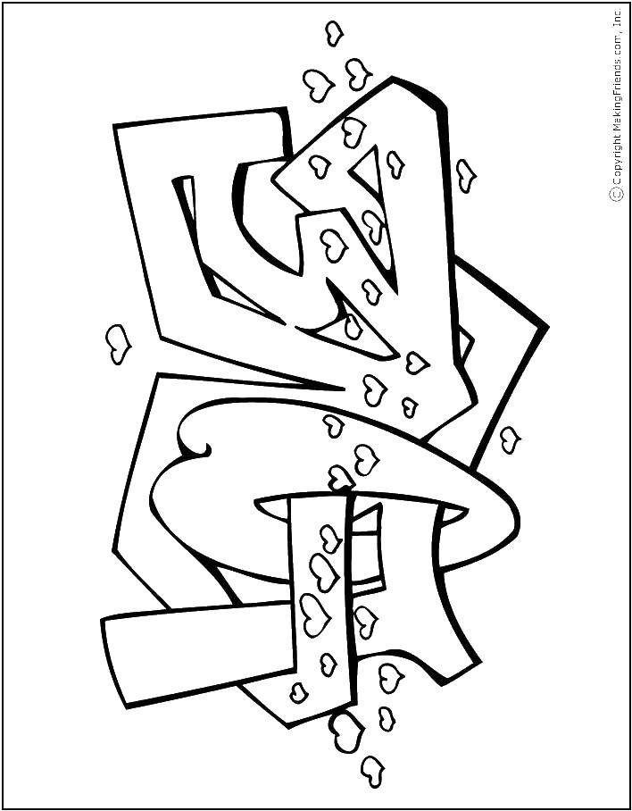 Online coloring pages coloring page graffiti love i love you download print coloring page