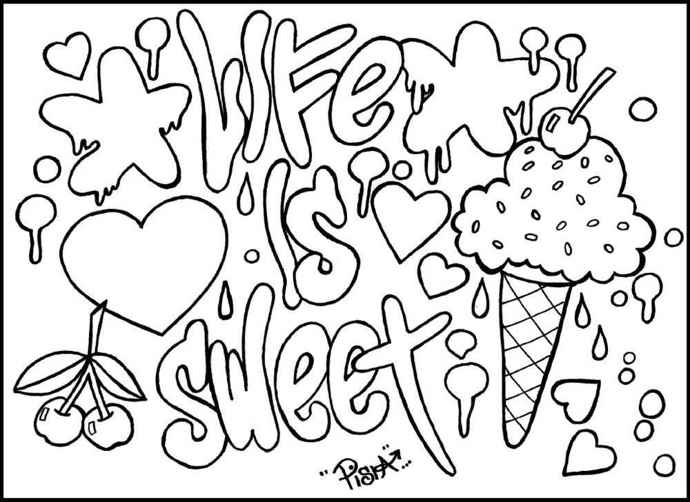 Graffiti coloring pages for teens and adults
